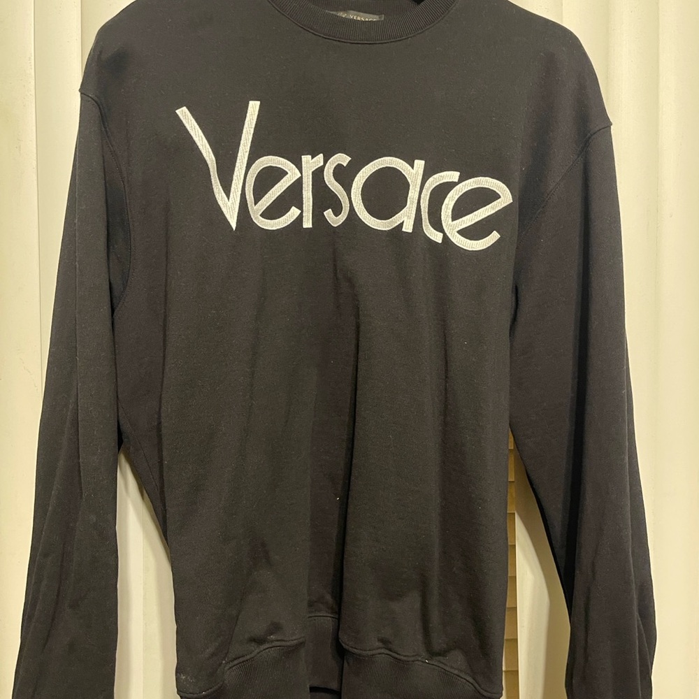 Versace Black and White Crewneck Sweater